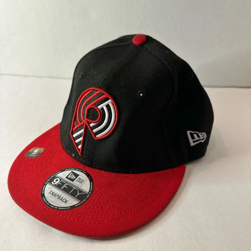 New Era Portland Trailblazers Black Red Baseball Cap Trucker Hat 75 Years NBA - Picture 1 of 4